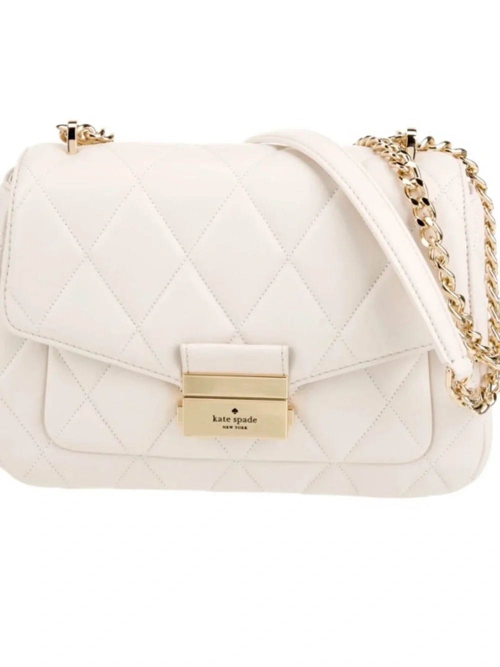 kate spade Quilted White Crossbody Bag with Gold Hardware